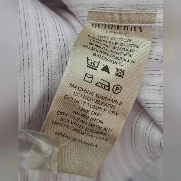 NWT Burberry Mens Dress Shirt White Pink Striped Current Tag Size 16 x 35 /41 EU - Picture 13 of 16